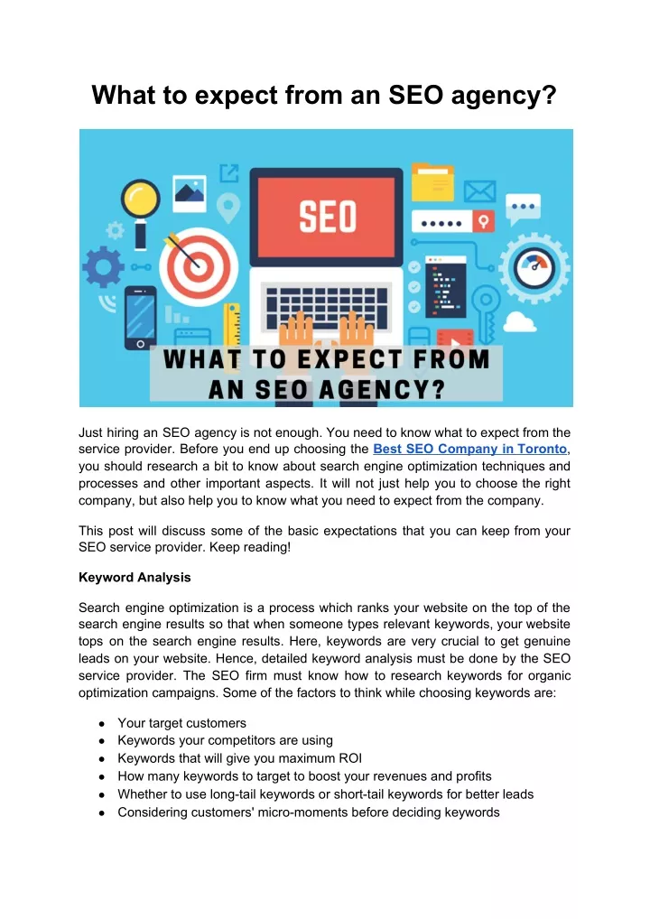 what to expect from an seo agency