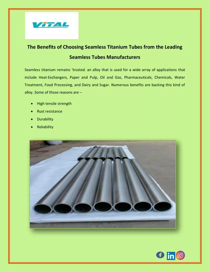 the benefits of choosing seamless titanium tubes