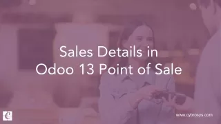 Sales Details in Odoo 13 Point of Sale