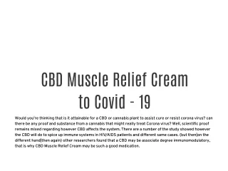 CBD Muscle Relief Cream to Covid - 19