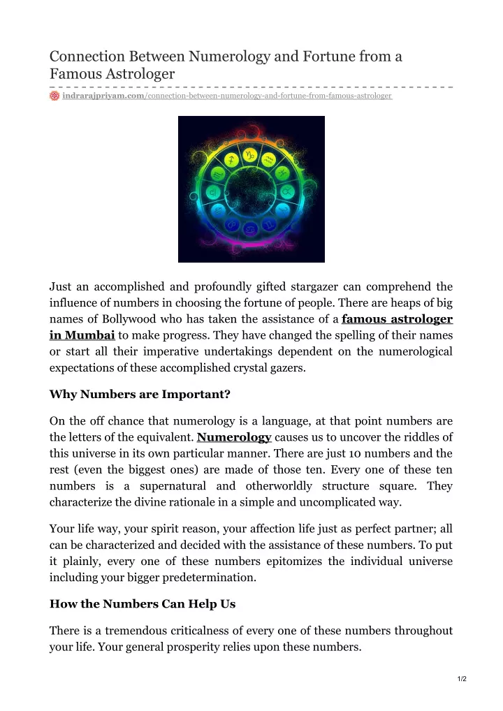 connection between numerology and fortune from