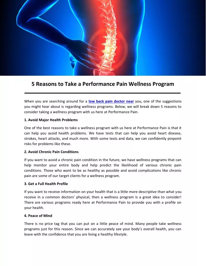 5 reasons to take a performance pain wellness