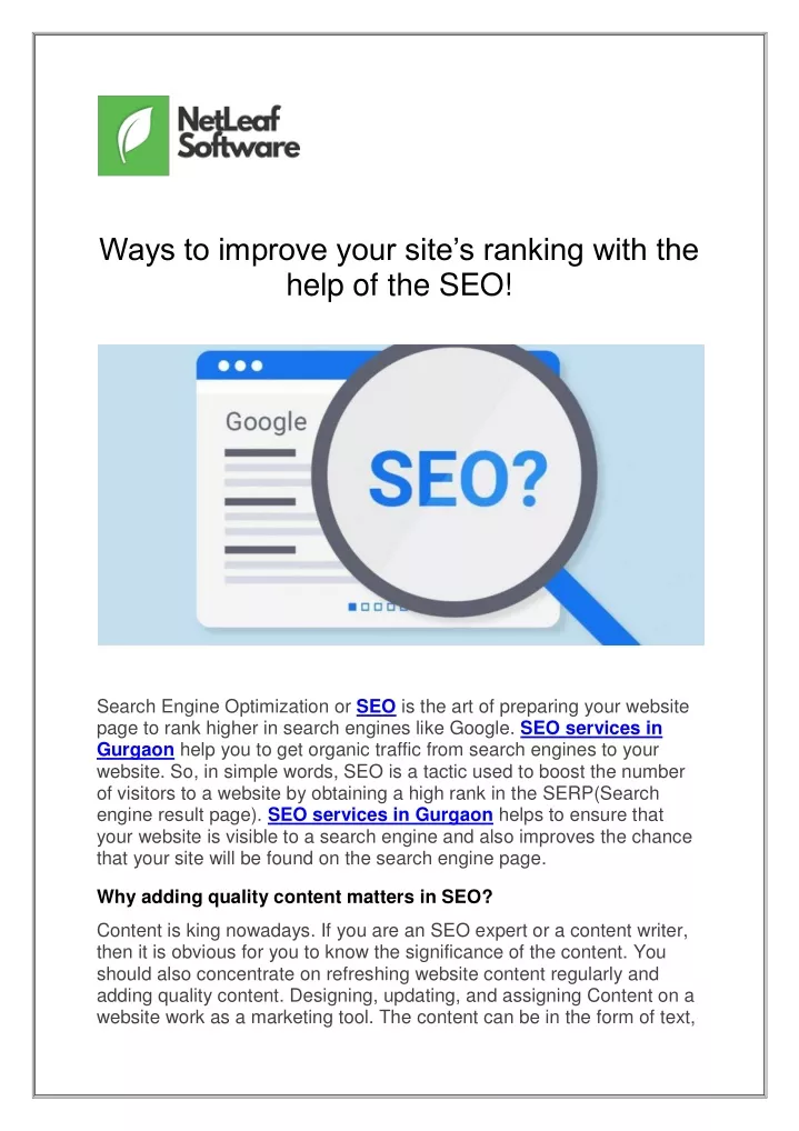 ways to improve your site s ranking with the help