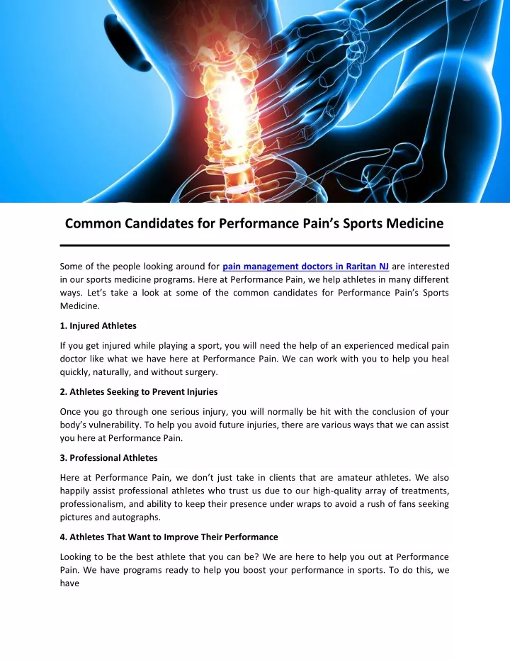 common candidates for performance pain s sports