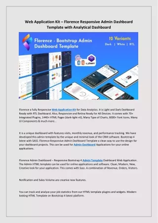 web application kit florence responsive admin