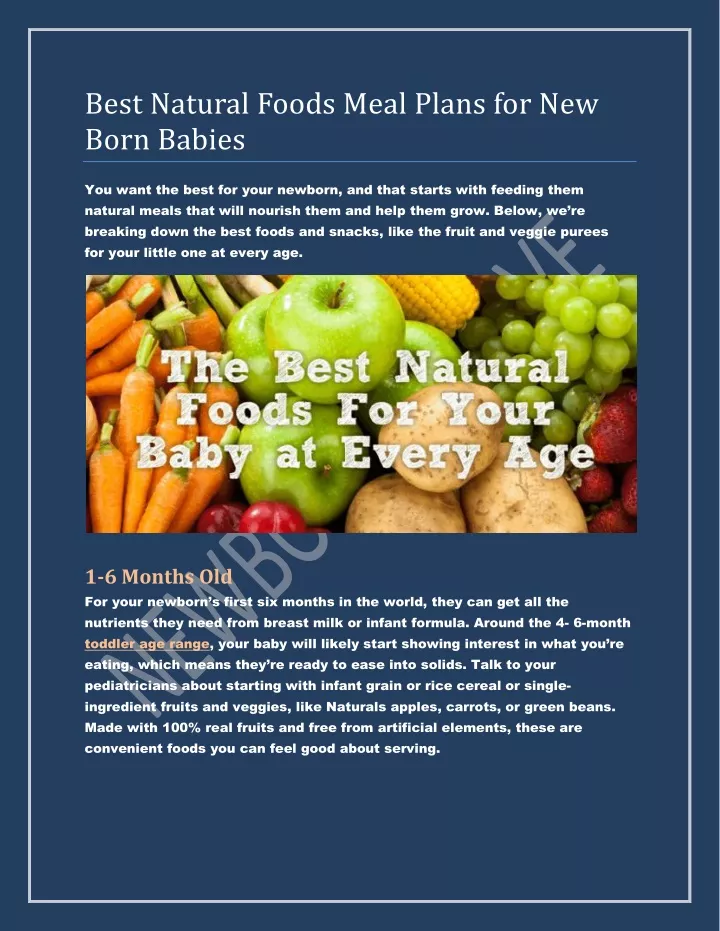 best natural foods meal plans for new born babies