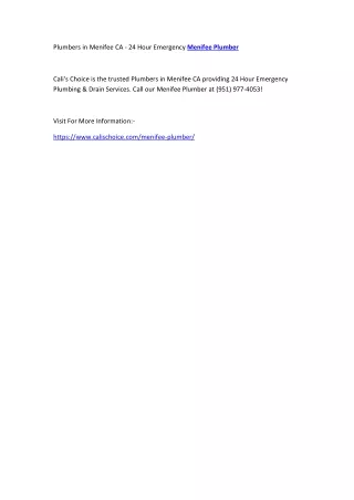 plumbers in menifee ca 24 hour emergency menifee