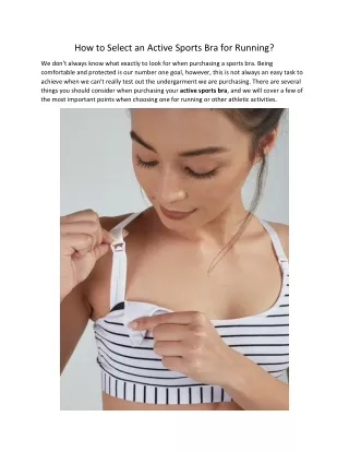 how to select an active sports bra for running