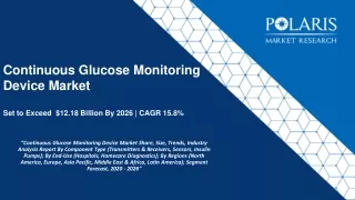 Continuous Glucose Monitoring Device Market Size Worth $12.18 Billion By 2026 | CAGR: 15.8%