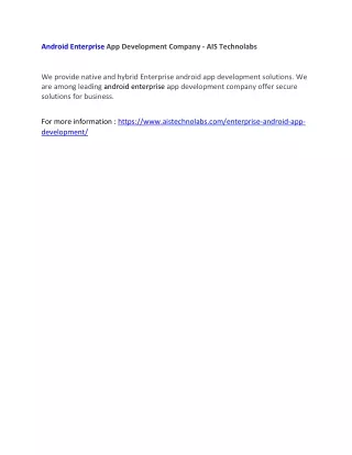 android enterprise app development company