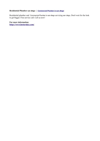 residential plumber san diego commercial plumber