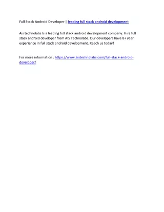 full stack android developer leading full stack