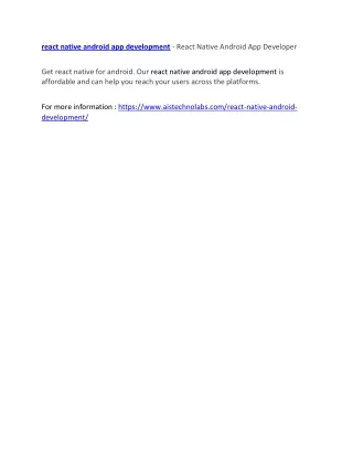 react native android app development react native