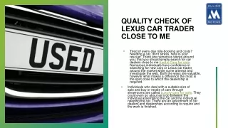 QUALITY CHECK OF LEXUS CAR TRADER CLOSE TO ME