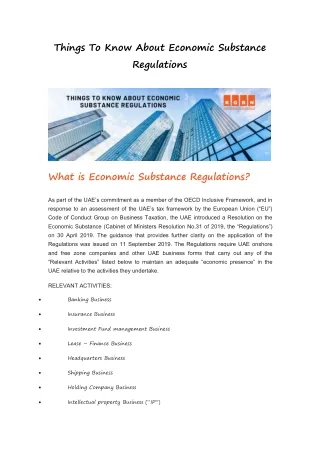 Economic Substance Rules,Regulations UAE