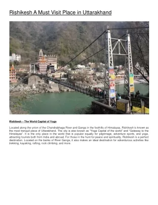 Rishikesh A Must Visit Place in Uttarakhand