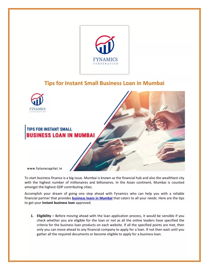tips for instant small business loan in mumbai