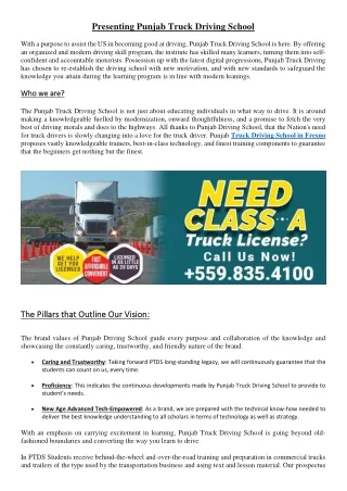 Truck Driving School Fresno