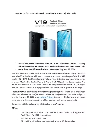 Capture Perfect Memories with the All-New vivo V19 | Vivo India