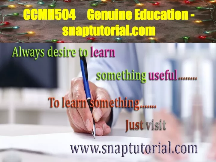 ccmh504 genuine education snaptutorial com