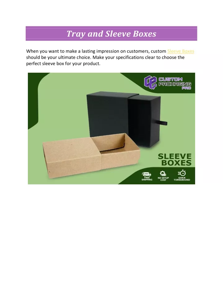 tray and sleeve boxes