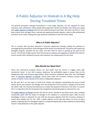a public adjuster in hialeah is a big help during