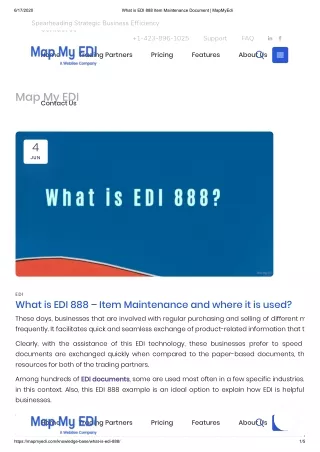 What is EDI 888 – Item Maintenance and where it is used?