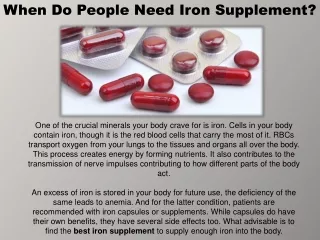 People Need Iron Supplement