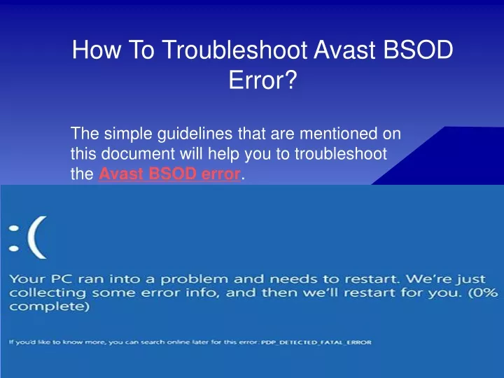 how to troubleshoot avast bsod error