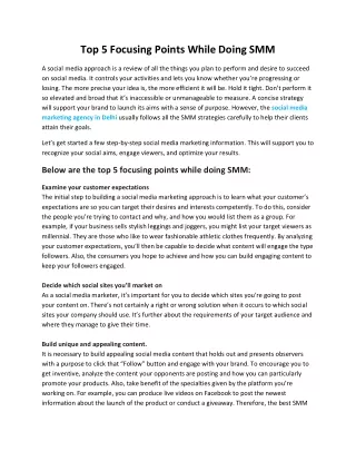 top 5 focusing points while doing smm