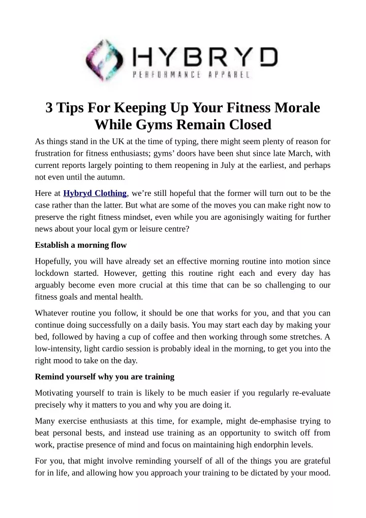 3 tips for keeping up your fitness morale while