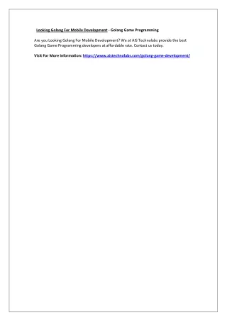 looking golang for mobile development golang game