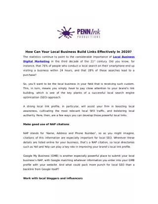 how can your local business build links