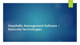 Hospitality Management Software | Nanovise Technologies