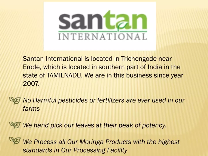 santan international is located in trichengode