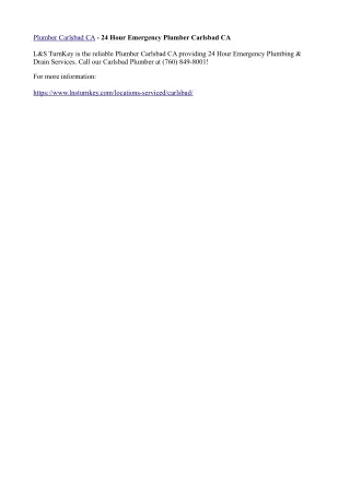 plumber carlsbad ca 24 hour emergency plumber