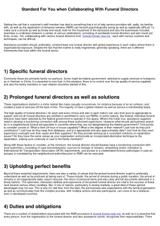 Guideline For You when Working with Funeral Directors