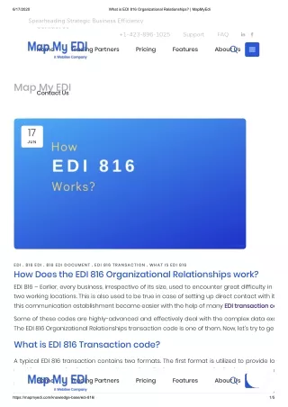 What is EDI 816 Transaction code?
