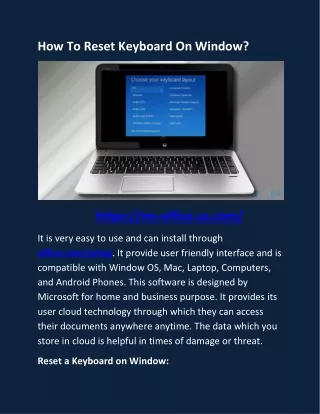 how to reset keyboard on window