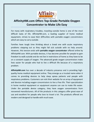 affinityhm com offers top grade portable oxygen