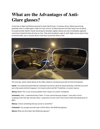 Advantages of Anti-Glare glasses