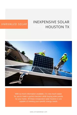 Inexpensive Solar Houston TX | Unrivaled Solar