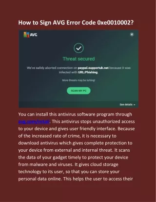 how to sign avg error code 0xe0010002