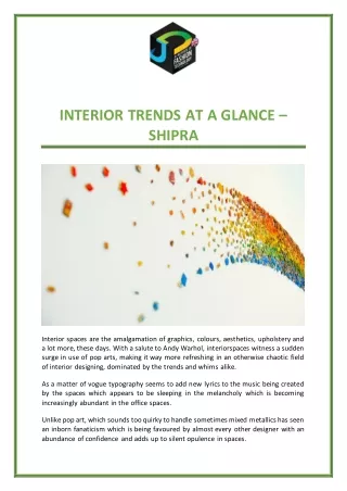 INTERIOR TRENDS AT A GLANCE - SHIPRA