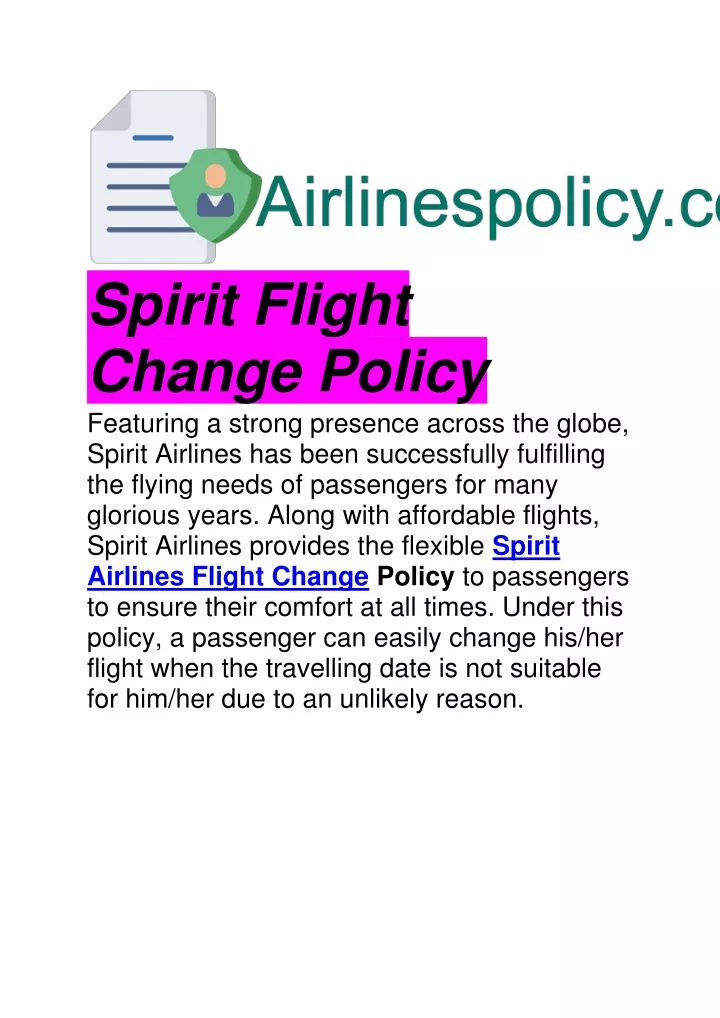 spirit flight change policy featuring a strong