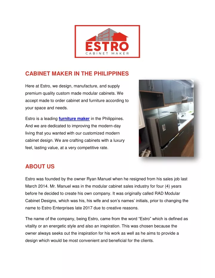 cabinet maker in the philippines