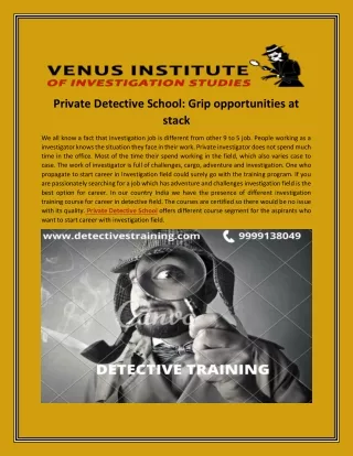 private detective school grip opportunities