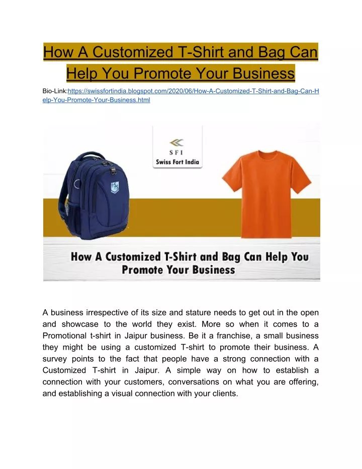 how a customized t shirt and bag can help