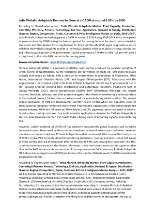 india phthalic anhydride demand to grow at a cagr