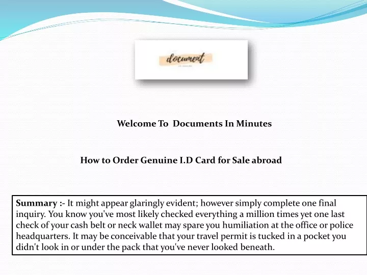 welcome to documents in minutes